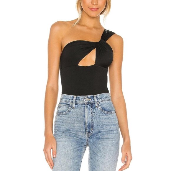 Revolve black asymmetrical one shoulder bodysuit🖤🦪✨ - Picture 1 of 8